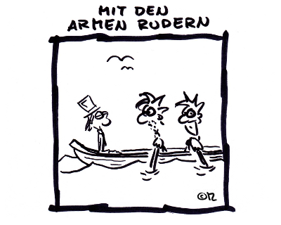 mit den Armen rudern